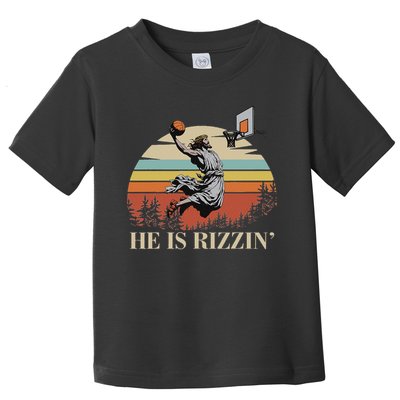 He Is Rizzin Jesus Playing Basketball Funny Easter Day Toddler T-Shirt