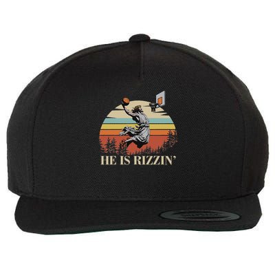He Is Rizzin Jesus Playing Basketball Funny Easter Day Wool Snapback Cap