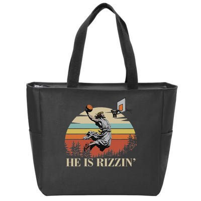 He Is Rizzin Jesus Playing Basketball Funny Easter Day Zip Tote Bag