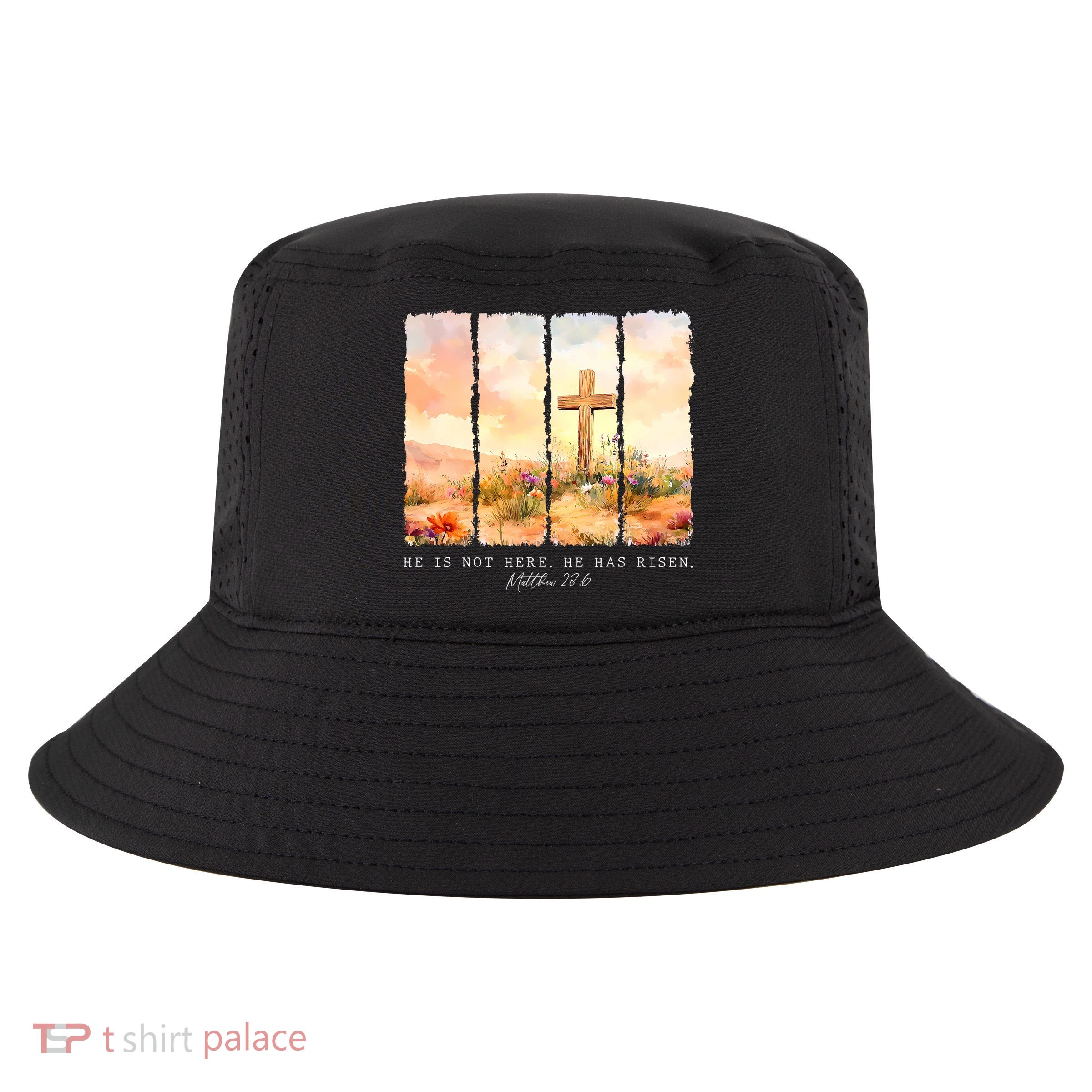 He Is Risen Christian Wildflower Happy Easter Cool Comfort Performance Bucket Hat