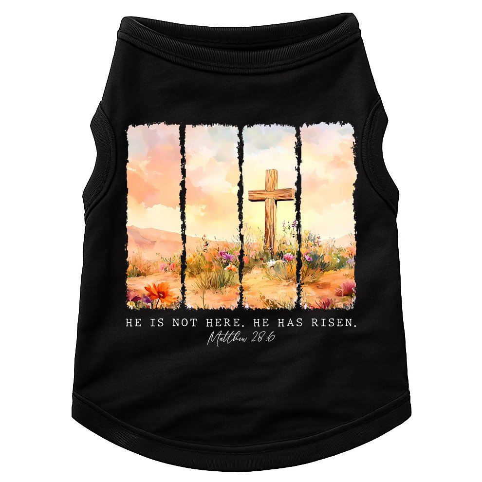 He Is Risen Christian Wildflower Happy Easter Doggie Tank