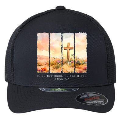 He Is Risen Christian Wildflower Happy Easter Flexfit Unipanel Trucker Cap