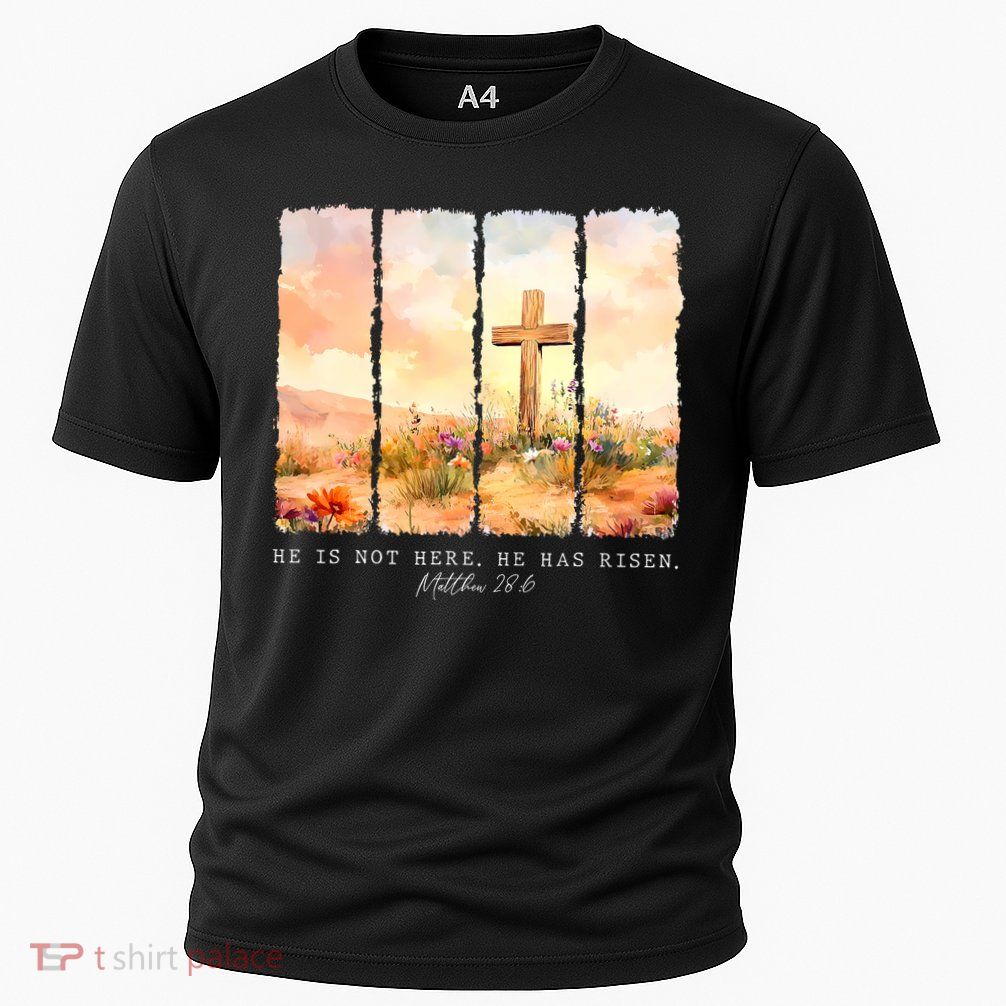 He Is Risen Christian Wildflower Happy Easter Performance Shirt