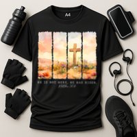 He Is Risen Christian Wildflower Happy Easter Performance Shirt