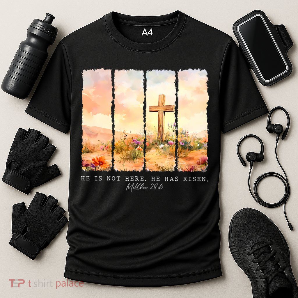 He Is Risen Christian Wildflower Happy Easter Performance Shirt