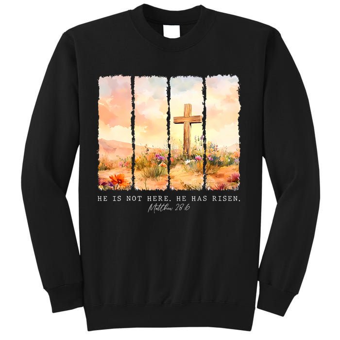 He Is Risen Christian Wildflower Happy Easter Sweatshirt