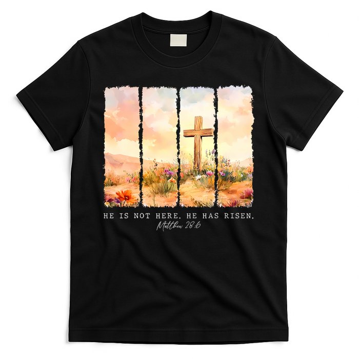 He Is Risen Christian Wildflower Happy Easter T-Shirt