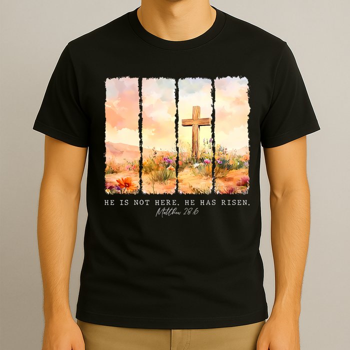 He Is Risen Christian Wildflower Happy Easter T-Shirt