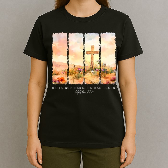 He Is Risen Christian Wildflower Happy Easter T-Shirt