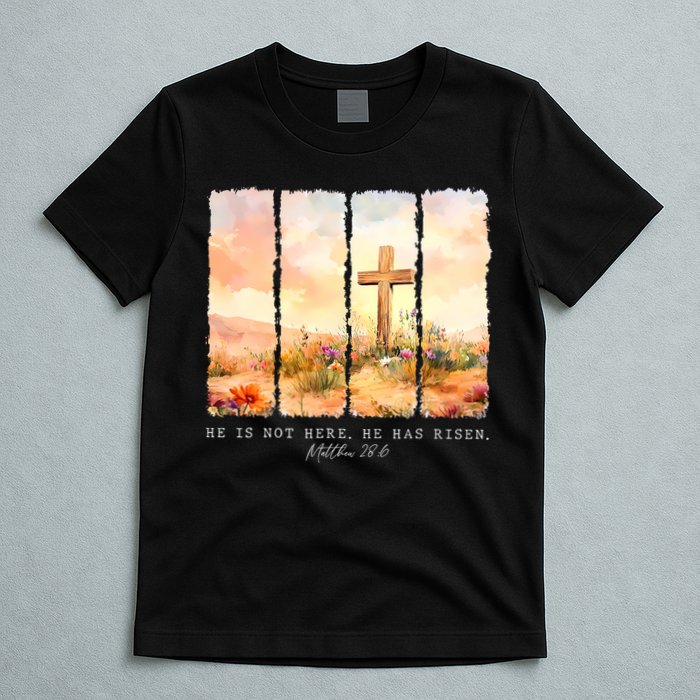 He Is Risen Christian Wildflower Happy Easter T-Shirt