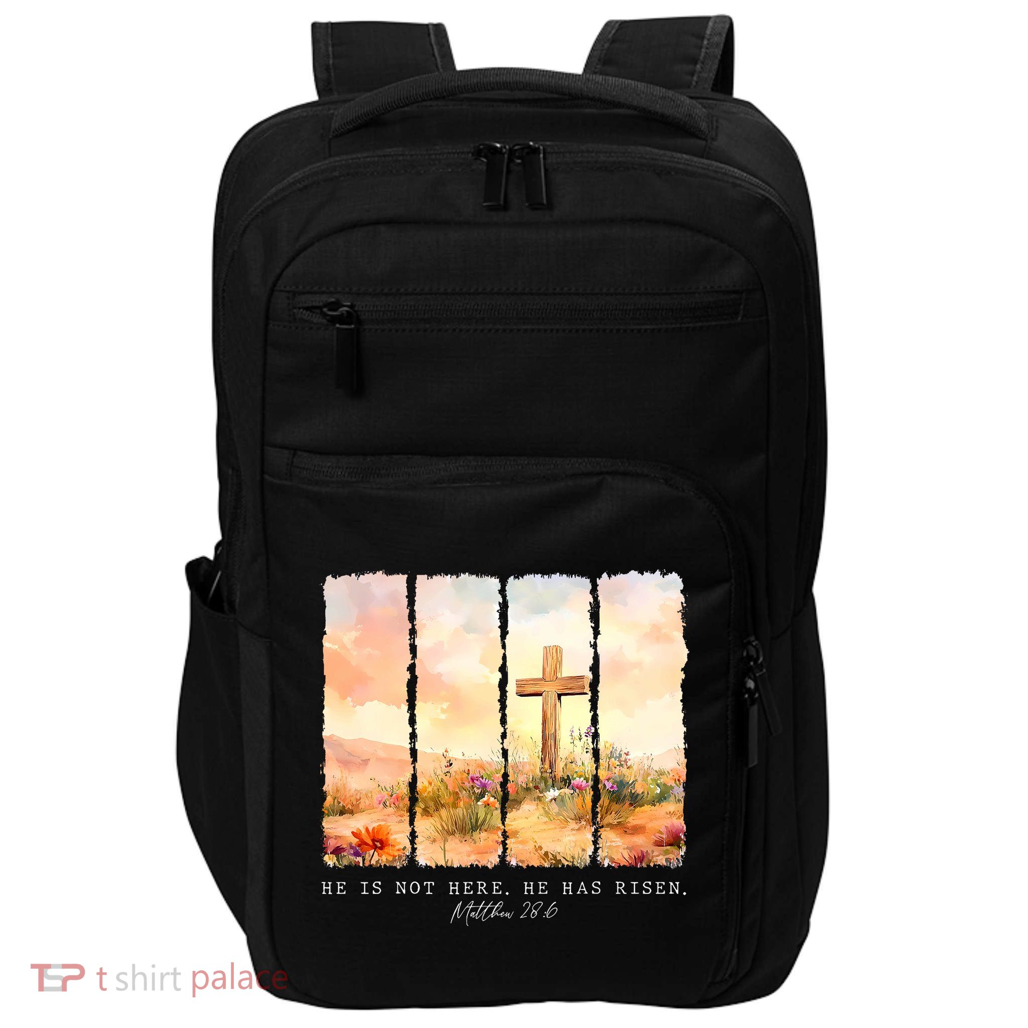 He Is Risen Christian Wildflower Happy Easter Impact Tech Backpack