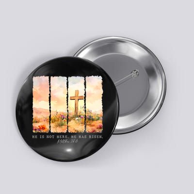 He Is Risen Christian Wildflower Happy Easter Button