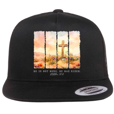 He Is Risen Christian Wildflower Happy Easter Flatbill Hat