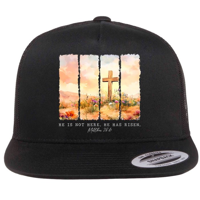 He Is Risen Christian Wildflower Happy Easter Flatbill Hat