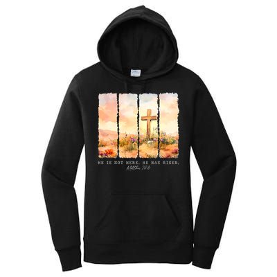 He Is Risen Christian Wildflower Happy Easter Women's Pullover Hoodie