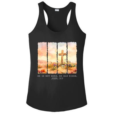 He Is Risen Christian Wildflower Happy Easter Ladies PosiCharge Competitor Racerback Tank