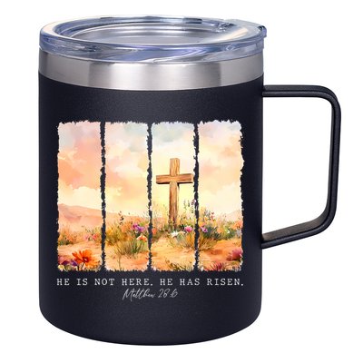 He Is Risen Christian Wildflower Happy Easter 12oz Stainless Steel Coffee Mug