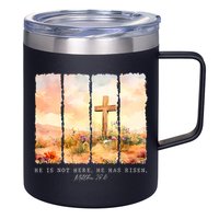 He Is Risen Christian Wildflower Happy Easter 12oz Stainless Steel Coffee Mug
