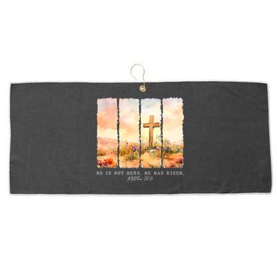 He Is Risen Christian Wildflower Happy Easter Large Microfiber Waffle Golf Towel