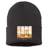 He Is Risen Christian Wildflower Happy Easter Sustainable Knit Beanie