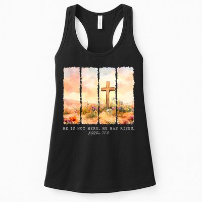 He Is Risen Christian Wildflower Happy Easter Womens Tank Top