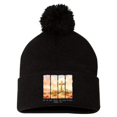 He Is Risen Christian Wildflower Happy Easter Pom Pom 12in Knit Beanie