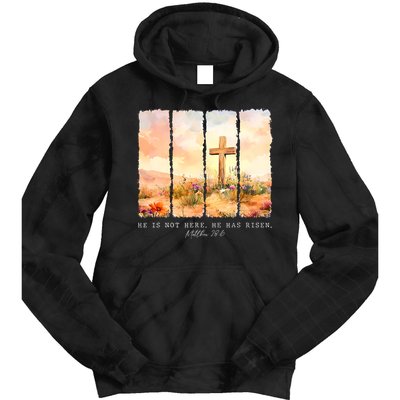 He Is Risen Christian Wildflower Happy Easter Tie Dye Hoodie
