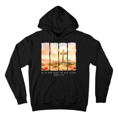 He Is Risen Christian Wildflower Happy Easter Tall Hoodie