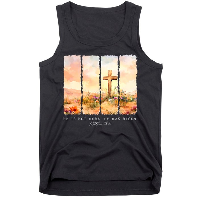He Is Risen Christian Wildflower Happy Easter Tank Top