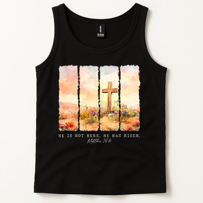 He Is Risen Christian Wildflower Happy Easter Tank Top