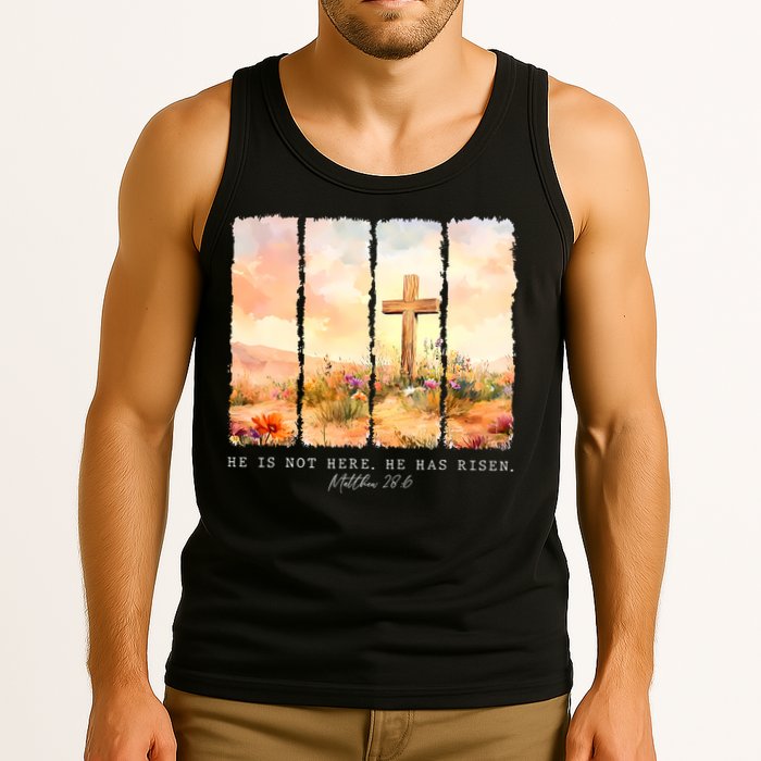 He Is Risen Christian Wildflower Happy Easter Tank Top