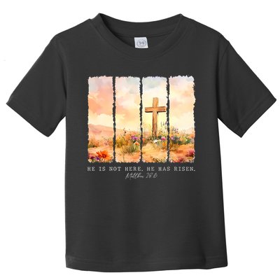 He Is Risen Christian Wildflower Happy Easter Toddler T-Shirt