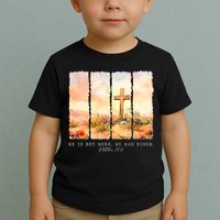 He Is Risen Christian Wildflower Happy Easter Toddler T-Shirt