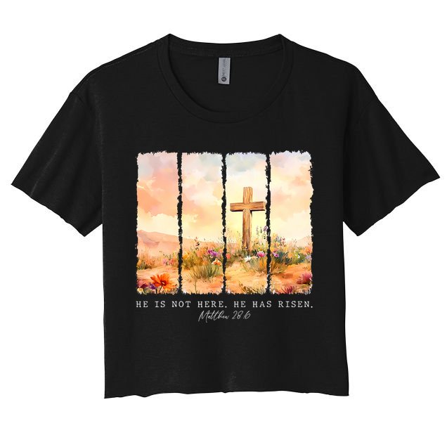 He Is Risen Christian Wildflower Happy Easter Crop Top