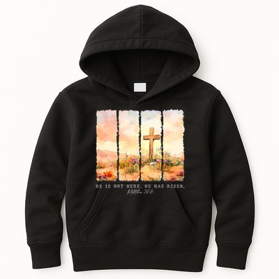 He Is Risen Christian Wildflower Happy Easter Kids Hoodie