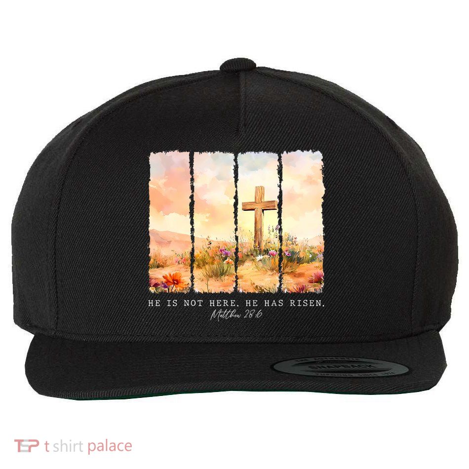 He Is Risen Christian Wildflower Happy Easter Wool Snapback Cap