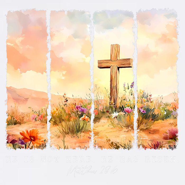 He Is Risen Christian Wildflower Happy Easter Garment-Dyed Sweatshirt