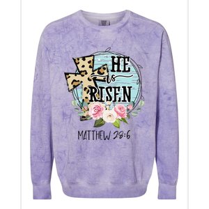 He Is Risen Jesus Christian Happy Easter Floral Wreath Women Colorblast Crewneck Sweatshirt