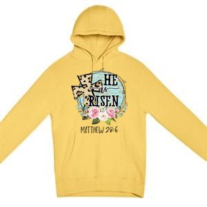 He Is Risen Jesus Christian Happy Easter Floral Wreath Women Premium Pullover Hoodie