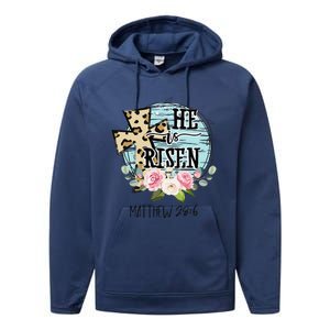 He Is Risen Jesus Christian Happy Easter Floral Wreath Women Performance Fleece Hoodie