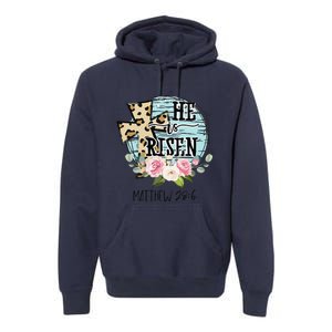 He Is Risen Jesus Christian Happy Easter Floral Wreath Women Premium Hoodie