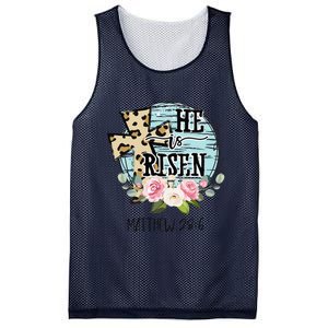 He Is Risen Jesus Christian Happy Easter Floral Wreath Women Mesh Reversible Basketball Jersey Tank