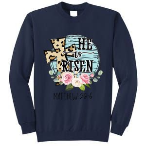 He Is Risen Jesus Christian Happy Easter Floral Wreath Women Tall Sweatshirt