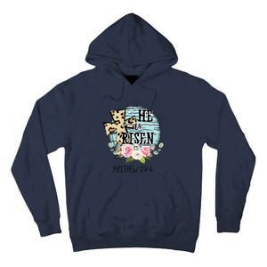 He Is Risen Jesus Christian Happy Easter Floral Wreath Women Tall Hoodie