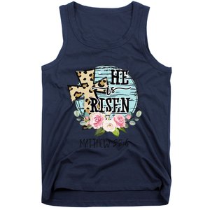 He Is Risen Jesus Christian Happy Easter Floral Wreath Women Tank Top