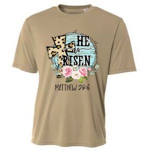 He Is Risen Jesus Christian Happy Easter Floral Wreath Women Cooling Performance Crew T-Shirt