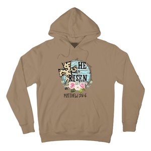 He Is Risen Jesus Christian Happy Easter Floral Wreath Women Hoodie