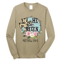 He Is Risen Jesus Christian Happy Easter Floral Wreath Women Long Sleeve Shirt