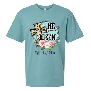 He Is Risen Jesus Christian Happy Easter Floral Wreath Women Sueded Cloud Jersey T-Shirt