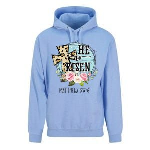 He Is Risen Jesus Christian Happy Easter Floral Wreath Women Unisex Surf Hoodie